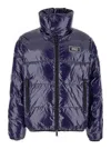 Dsquared2 Blue Down Jacket With Logo Patch On The Front In Tech Fabric Man In Blue