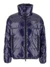 Dsquared2 Blue Down Jacket With Logo Patch On The Front In Tech Fabric Man In Blue