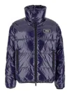 Dsquared2 Blue Down Jacket With Logo Patch On The Front In Tech Fabric Man In Multicolor