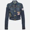 Dsquared2 Blue Embroidered Denim Jacket In Blue