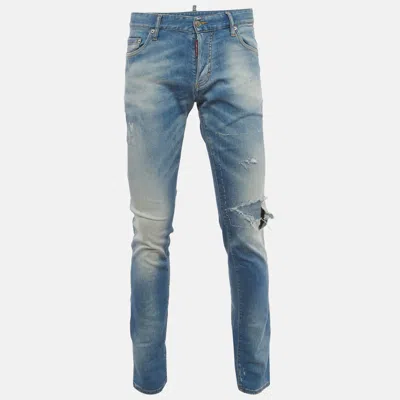 Dsquared2 Blue Faded Denim Distressed Jeans L/waist