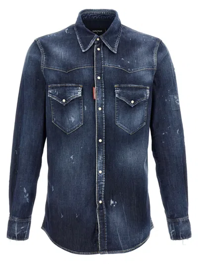 DSQUARED2 BLUE FASHION WESTERN SHIRT