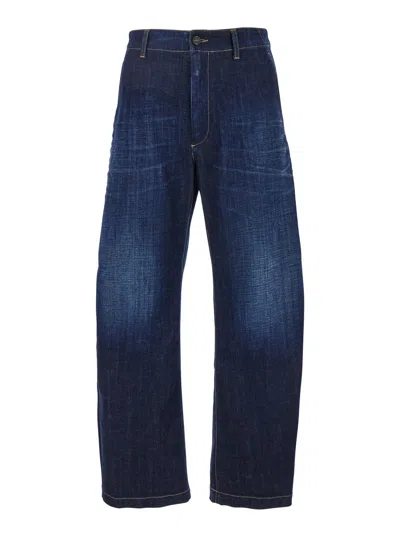 Dsquared2 Blue Five-pocket Jeans With Distressed Effect In Denim Man