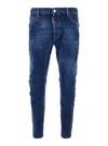 Dsquared2 Blue Five-pocket Skinny Jeans With Lived Effect In Denim Man In Blue