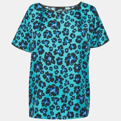 Dsquared2 Blue Floral Print Silk Blouse In Multi