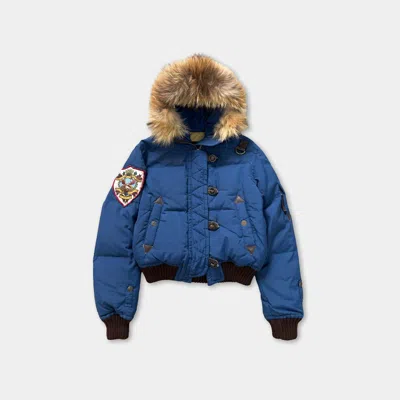 Pre-owned Dsquared2 Blue Fur Hooded Jacket In Multi
