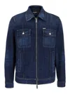 Dsquared2 Classic Blue Denim Jacket With Tailored Fit And Vintage Finish In Blue