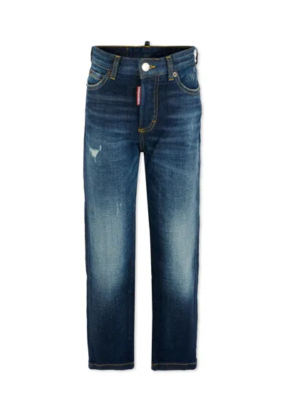 Dsquared2 Kids' Blue Jeans For Boy With Logo
