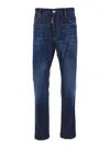 Dsquared2 Blue Jeans With Belt Loops And Logo Patch On The Rear In Multicolor