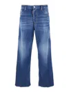 Dsquared2 Blue Jeans With Distressed Effect And Embroidered Logo On The Back In Denim Man In Blue