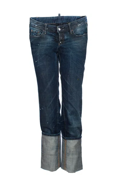 Dsquared2 , Blue Jeans With Extra High Turned Pipes In Size It42/s.