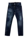Dsquared2 Blue Jeans With Five-pocket Design And Back Logo Patch In Cotton Boy In Blue