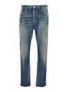 Dsquared2 Blue Jeans With Logo Patch On The Rear And Distressed Effect In Denim Man In Black