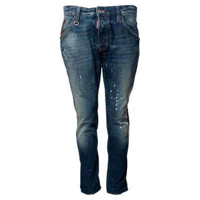 Pre-owned Dsquared2 , Blue Jeans With Scuffs And Paint Spots