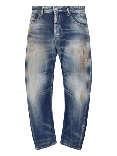 Dsquared2 Blue Kawaii Distressed Wide-leg Jeans