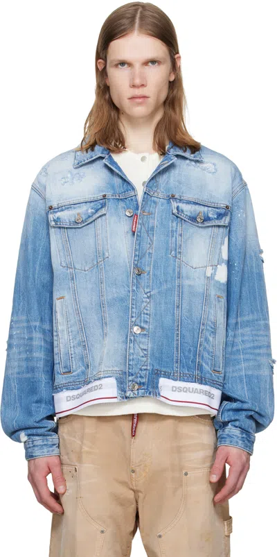Dsquared2 Blue Light Cool Kids Wash Over Denim Jacket