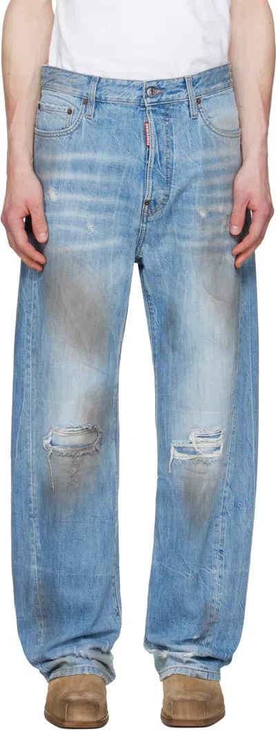 Dsquared2 Blue Light Dirty Wash Loose Twist Jeans