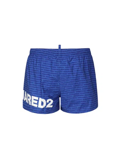 Dsquared2 Blue Logo Midi Swim Shorts