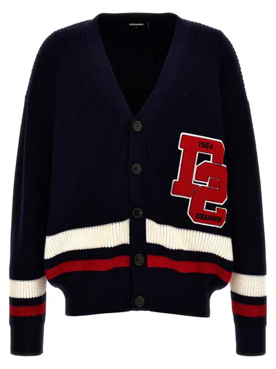 Dsquared2 Blue Logo Patch Cardigan