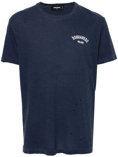 Dsquared2 Logo-print Cotton T-shirt In Multicolor
