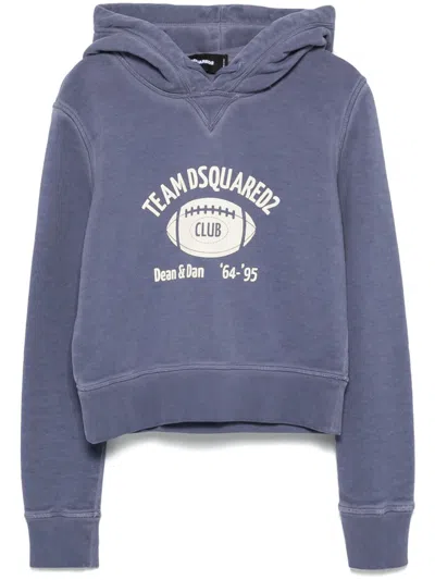 DSQUARED2 BLUE LOGO-PRINT HOODIE