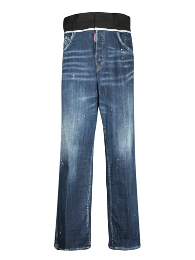 Dsquared2 Blue Loose Cut Off Jeans