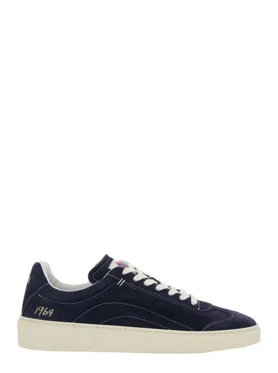 DSQUARED2 BLUE LOW TOP SNEAKERS WITH LOGO PATCH ON THE TONGUE AND LOGO LETTERING ON THE HEEL IN SUEDE MAN