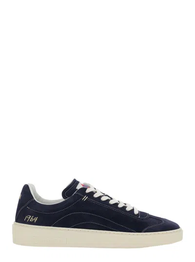DSQUARED2 BLUE LOW TOP SNEAKERS WITH LOGO PATCH ON THE TONGUE AND LOGO LETTERING ON THE HEEL IN SUEDE MAN
