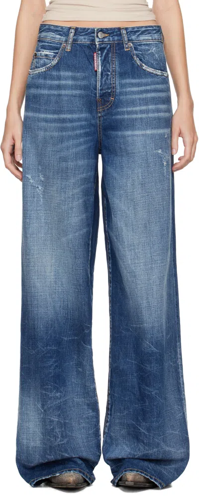 Dsquared2 Blue Medium Reflective Lake Wash Traveller Jeans In 470