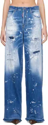 Dsquared2 Blue Medium Wood Worm Wash Cool Girl Jeans In 470