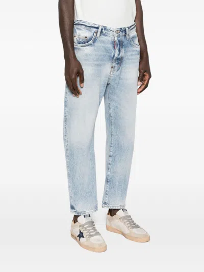 Dsquared2 Blue Pants Bro Distressed Washing Light In Red