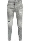 Dsquared2 Distressed Paint-splatter Jeans In Grey
