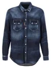 Dsquared2 Relaxed Fit Denim Shirt With Vintage Wash In Blue