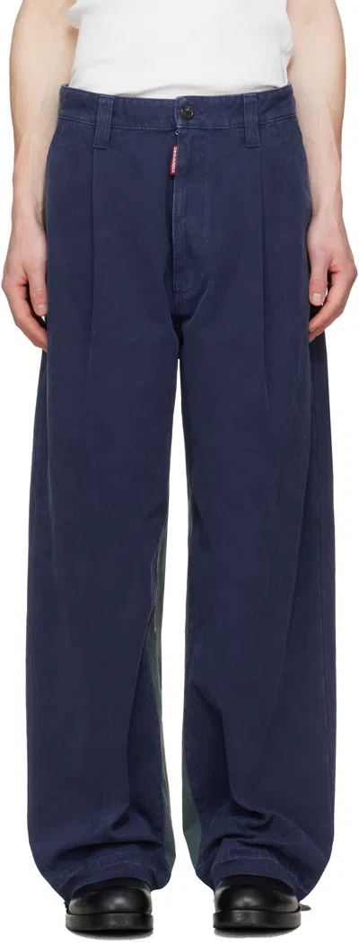 Dsquared2 Blue Re-worked Colorblock Easy Zoot Trousers