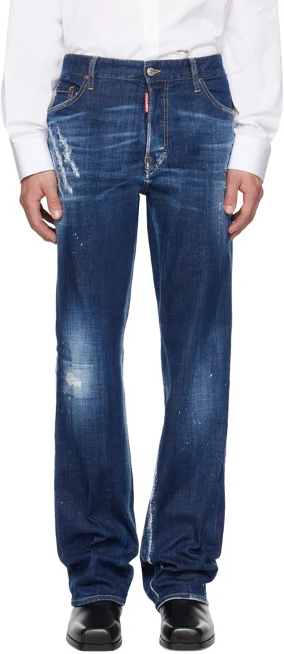 Dsquared2 Blue Roadie Jeans In 470 Navy Blue