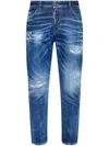 Dsquared2 Navy Blue Cotton Jeans With Worn Effect 5 Pockets In Blue