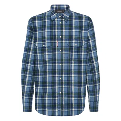 DSQUARED2 DSQUARED2 BLUE SHIRTS MEN