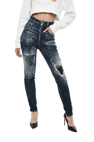 Dsquared2 Blue Skinny High Rise Jeans