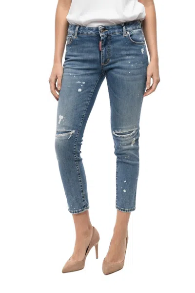Dsquared2 Blue Skinny Mid Rise Jeans