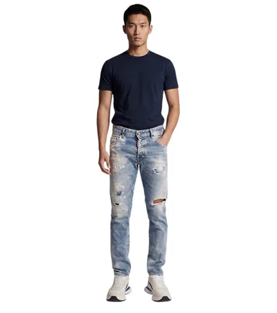 Dsquared2 Blue Slim Distressed Jeans In Black