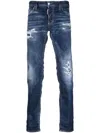 Dsquared2 Tidy Biker Distressed-effect Jeans In Blue