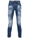 Dsquared2 Blue Washed Denim Cotton Jeans In Navy Blue
