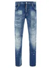Dsquared2 Blue Slim Jeans With Rips And Bleach Effect In Cotton Blend Denim Man In Multicolor