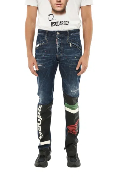Dsquared2 Blue Slim Mid Rise Jeans In Multi