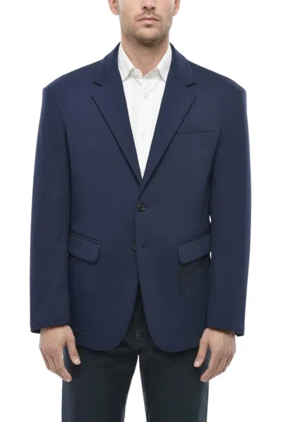 DSQUARED2 BLUE SOLID NOTCHED LAPEL BLAZER