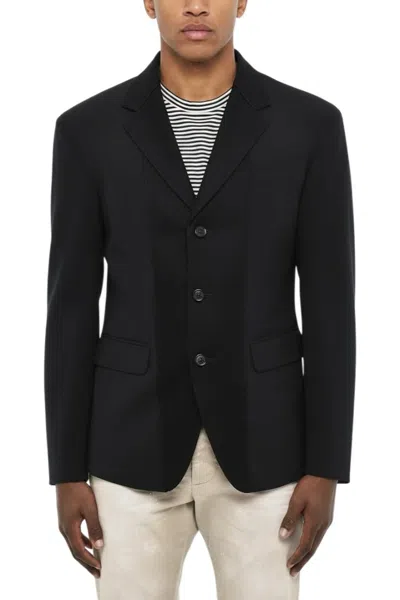 Dsquared2 Blue Solid Notched Lapel Blazer In Yellow