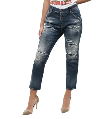 Dsquared2 Blue Straight High Rise Jeans