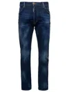 DSQUARED2 BLUE STRAIGHT JEANS WITH LOGO PATCH AND FADED EFFECT IN STRETCH COTTON DENIM MAN