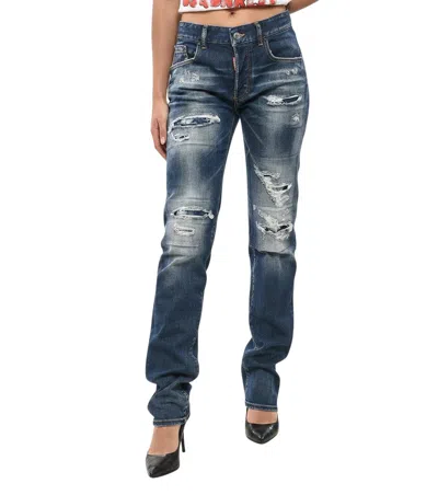 Dsquared2 Blue Straight Mid Rise Jeans