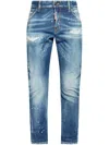 Dsquared2 Logo Patch Distressed Skinny Jeans In Blue